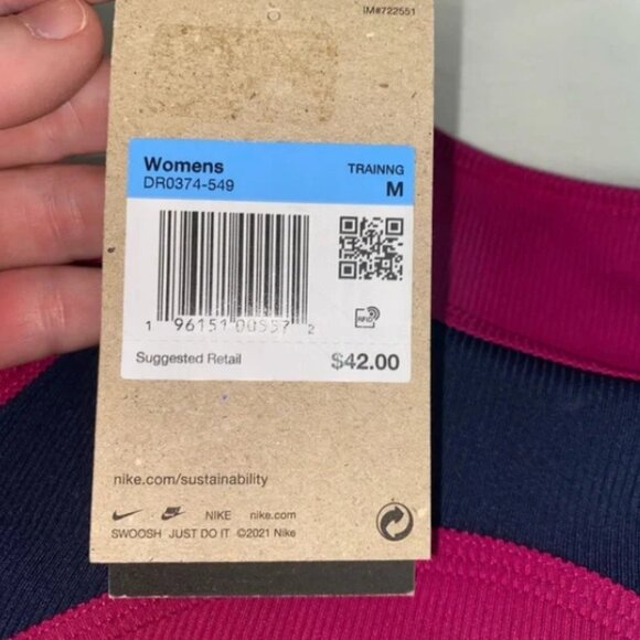 Nike Yoga NWT Women's Dri-Fit Fuchsia/Navy Athletic Top, Size Medium - Picture 6 of 7